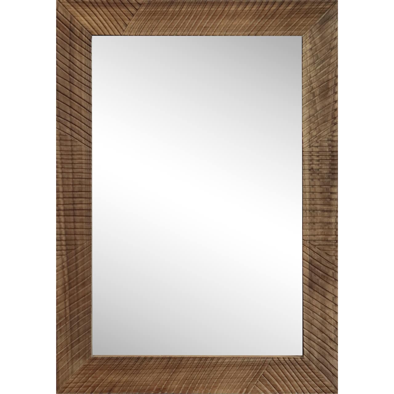 30.5" x 42.5" Brown Etched Lines Wood Wall Mirror by Ashland®